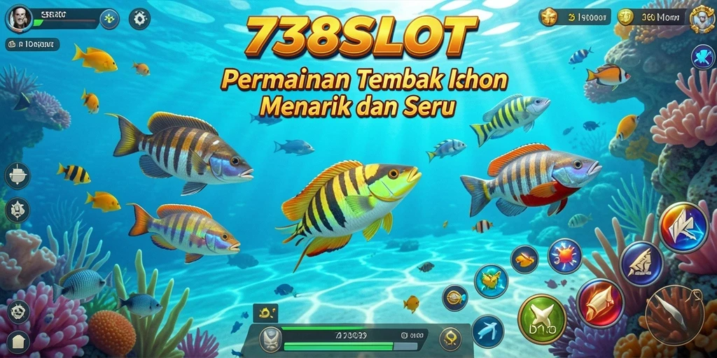 Tampilan gameplay Tembak Ikan dari 738SLOT yang seru.