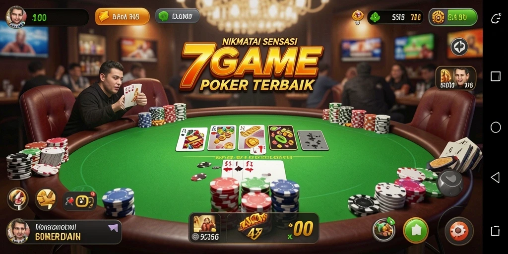 Tampilan menarik dari gameplay Poker di 7GAME.