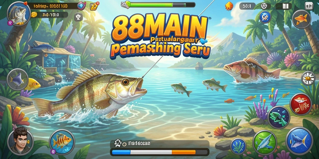 Gameplay 88MAIN yang menarik dengan berbagai jenis ikan yang menunggu untuk ditangkap.