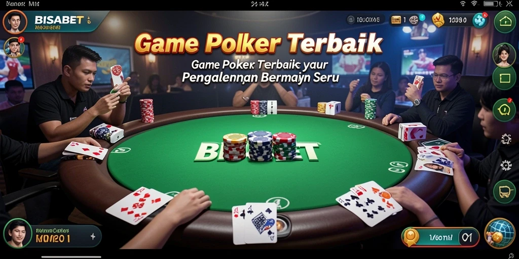 Tampilan seru dari gameplay Poker di BISABET yang menarik.