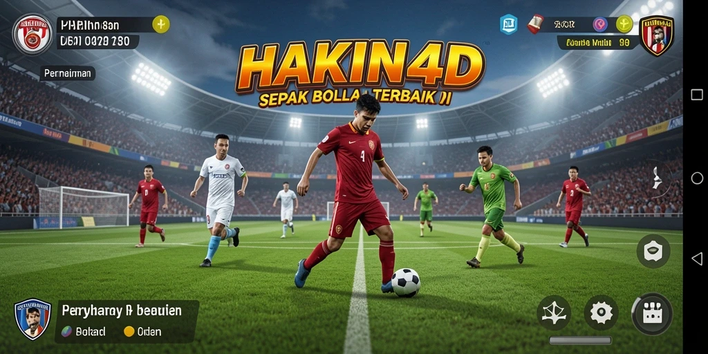Gameplay HAKIN4D menampilkan pertandingan sepak bola yang mendebarkan.