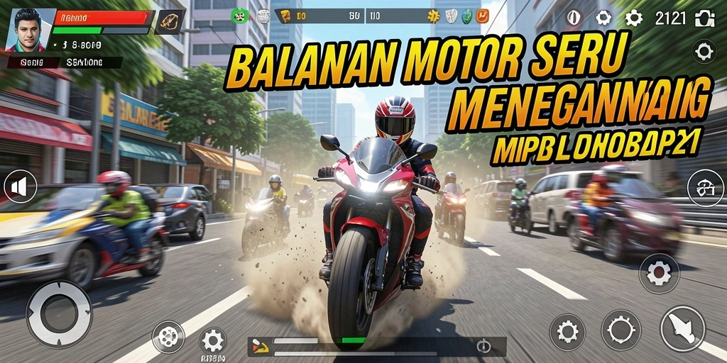 Screenshot gameplay MPO2121 menampilkan balapan motor yang seru dan menegangkan.