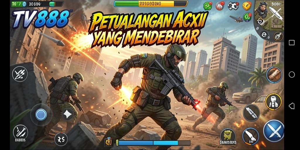 Tangkapan layar TV888 menampilkan momen aksi intens gameplay.